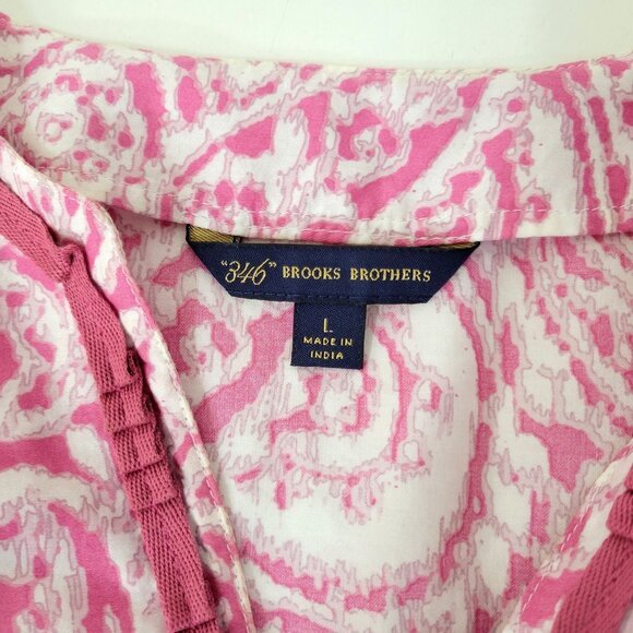 Brooks Brothers 346 Pink & White Paisley Print Cotton Tunic Top L - Picture 6 of 6